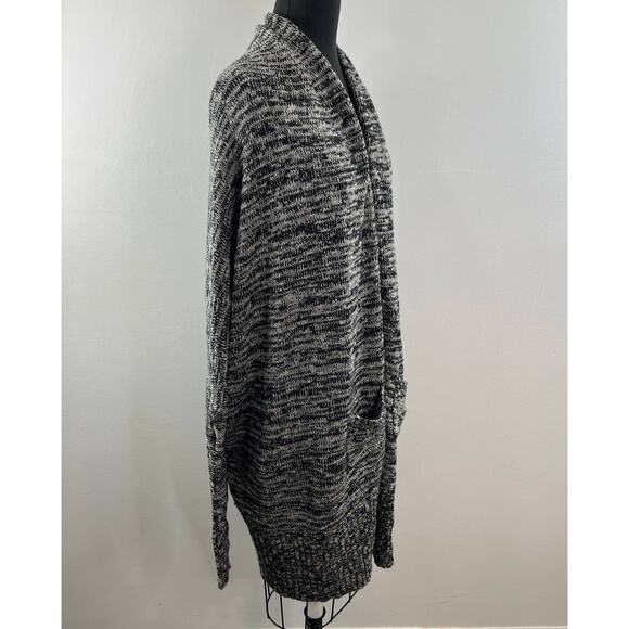 Michael Stars Black White Dolman Sleeve Open Front Wool Blend Cardigan Size M/L - Picture 7 of 10